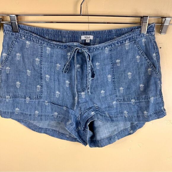 Rails Womens Chambray Comfy Pineapple Patterned Shorts Size Medium Denim Tie‎ - Picture 3 of 9